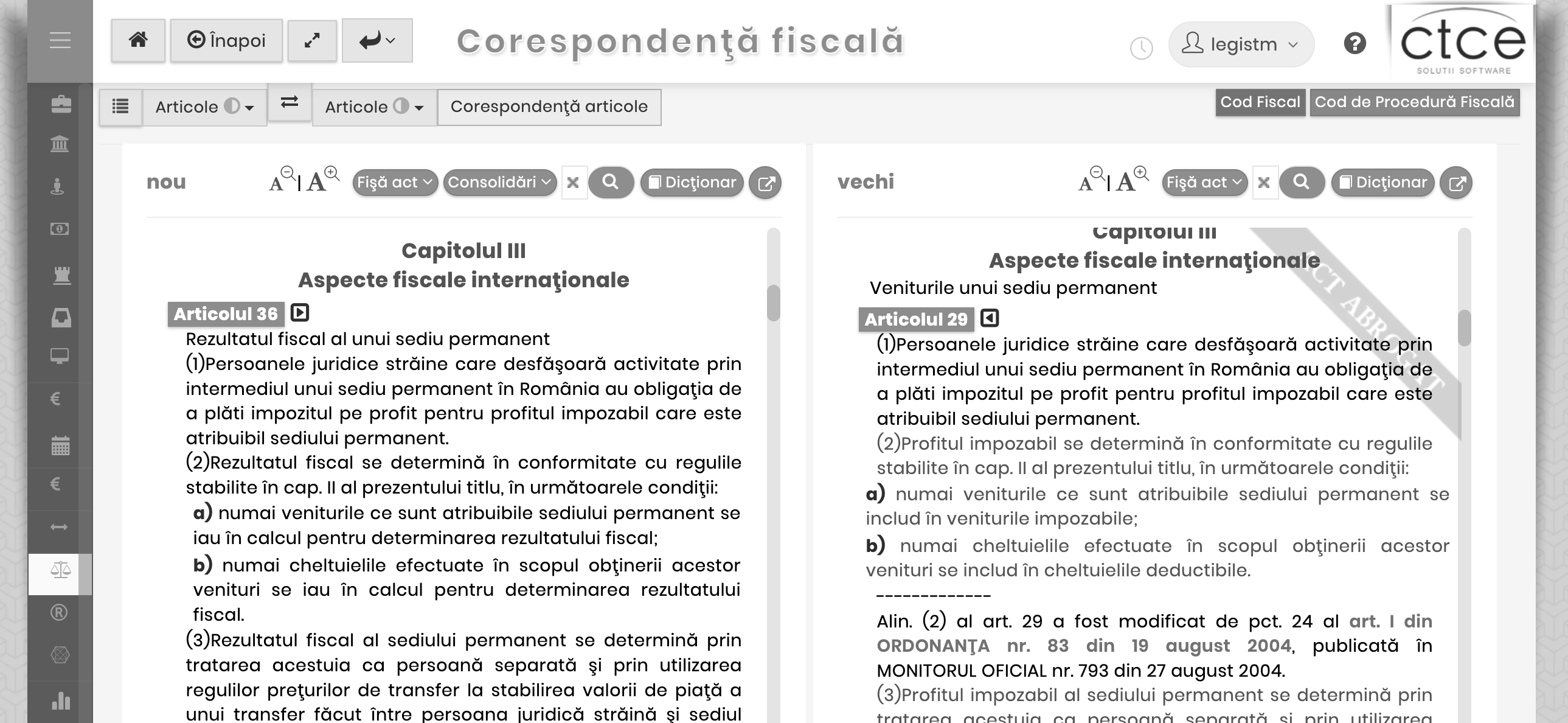 Corespondenta Fiscala - LEGIStm